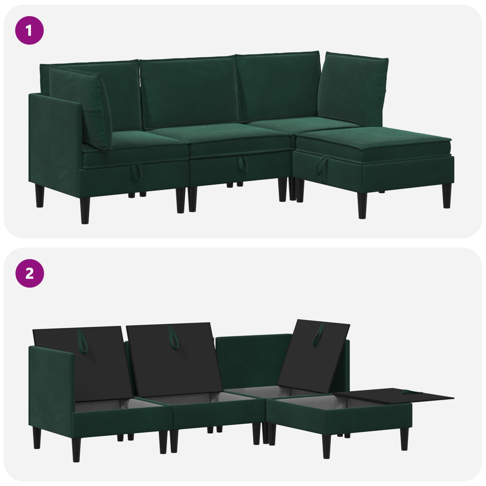 Woonkamer Meubelset met kussen 4 pcs Donkergroen Fluweel