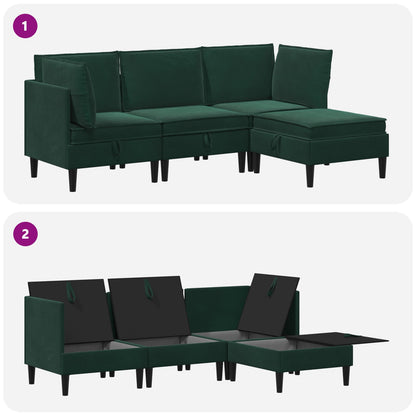 Woonkamer Meubelset met kussen 4 pcs Donkergroen Fluweel