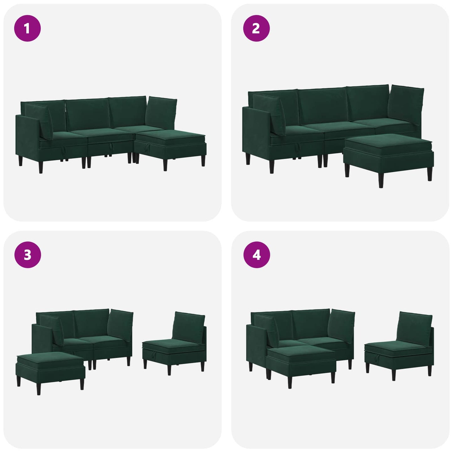 Woonkamer Meubelset met kussen 4 pcs Donkergroen Fluweel