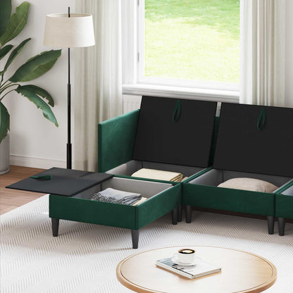 Woonkamer Meubelset met kussen 5 pcs Donkergroen Fluweel
