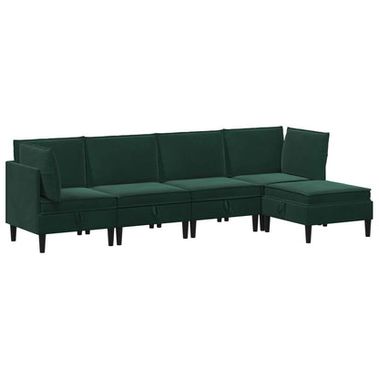 Woonkamer Meubelset met kussen 5 pcs Donkergroen Fluweel
