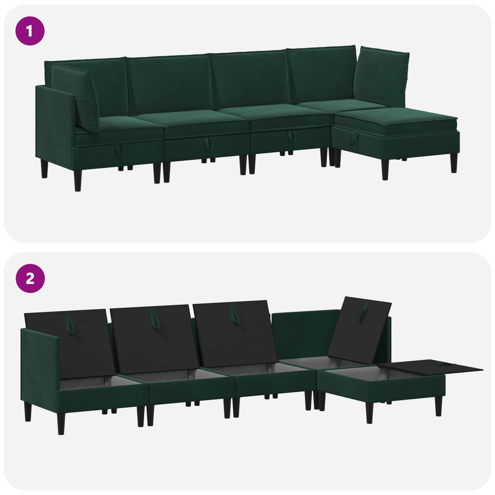 Woonkamer Meubelset met kussen 5 pcs Donkergroen Fluweel