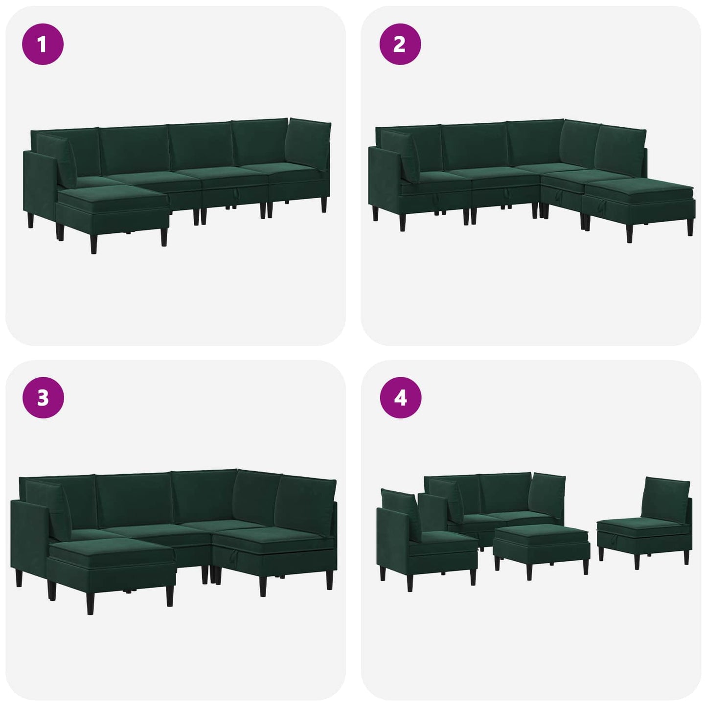 Woonkamer Meubelset met kussen 5 pcs Donkergroen Fluweel