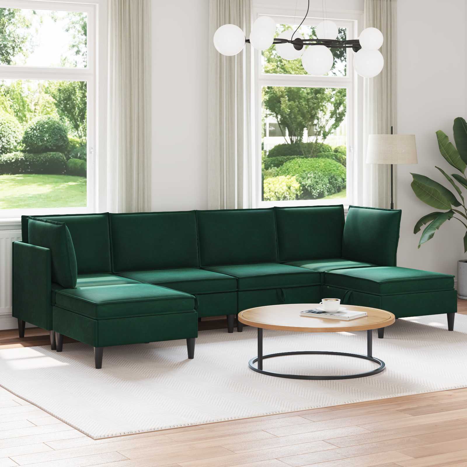 Woonkamer Meubelset met kussen 6 pcs Donkergroen Fluweel
