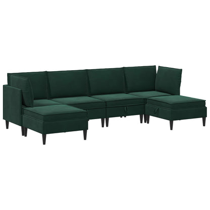 Woonkamer Meubelset met kussen 6 pcs Donkergroen Fluweel