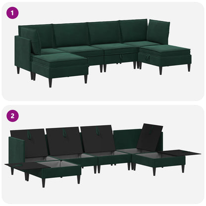 Woonkamer Meubelset met kussen 6 pcs Donkergroen Fluweel