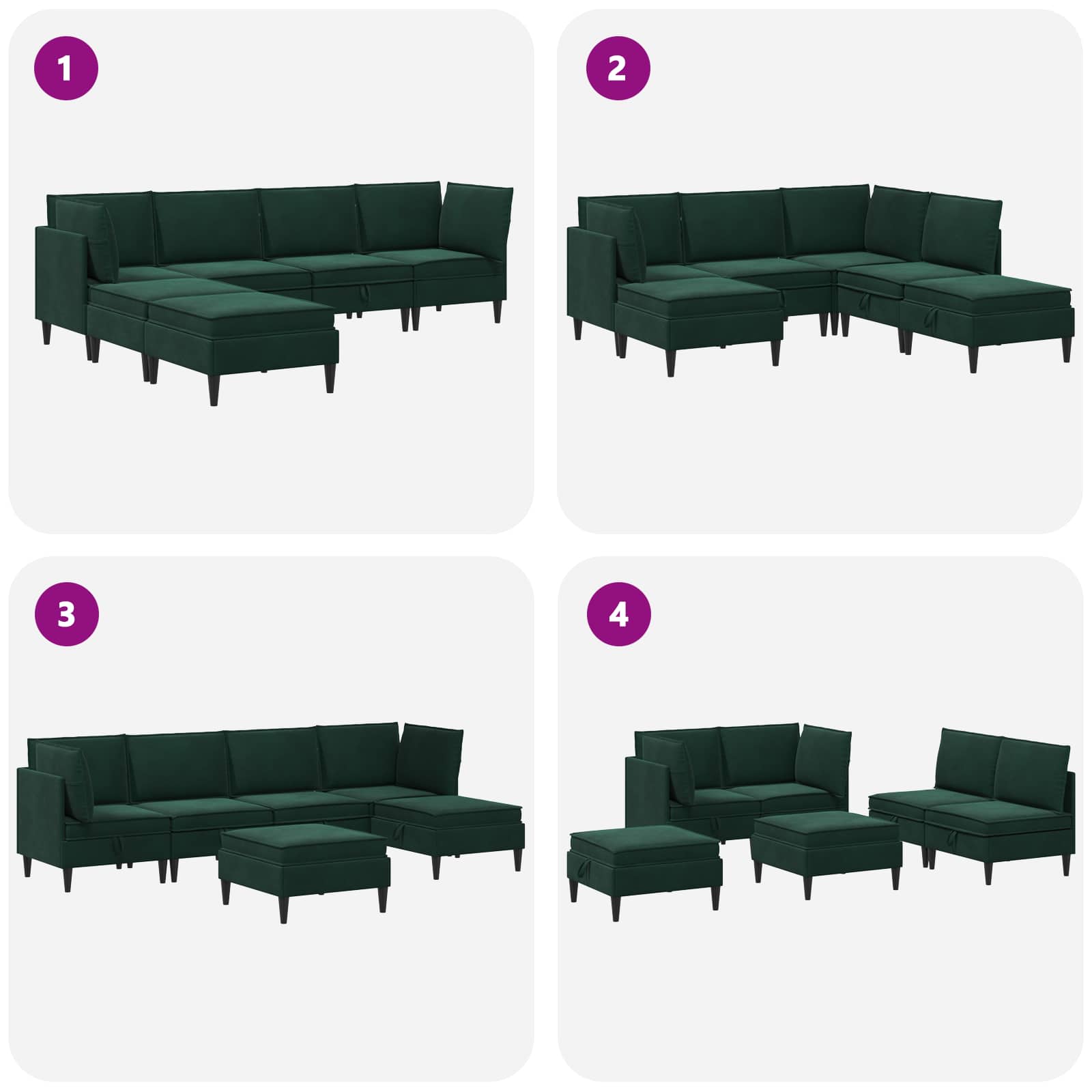Woonkamer Meubelset met kussen 6 pcs Donkergroen Fluweel