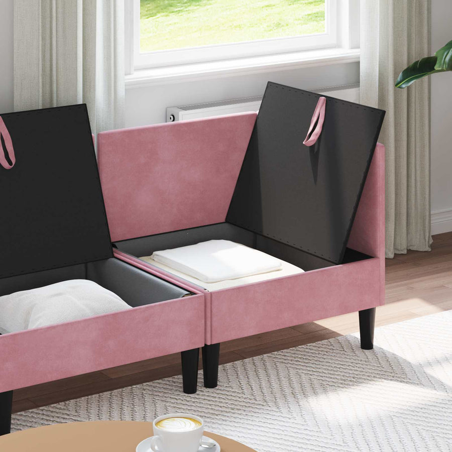 Woonkamer Meubelset met kussen met opslag 3 pcs Roze Fluweel