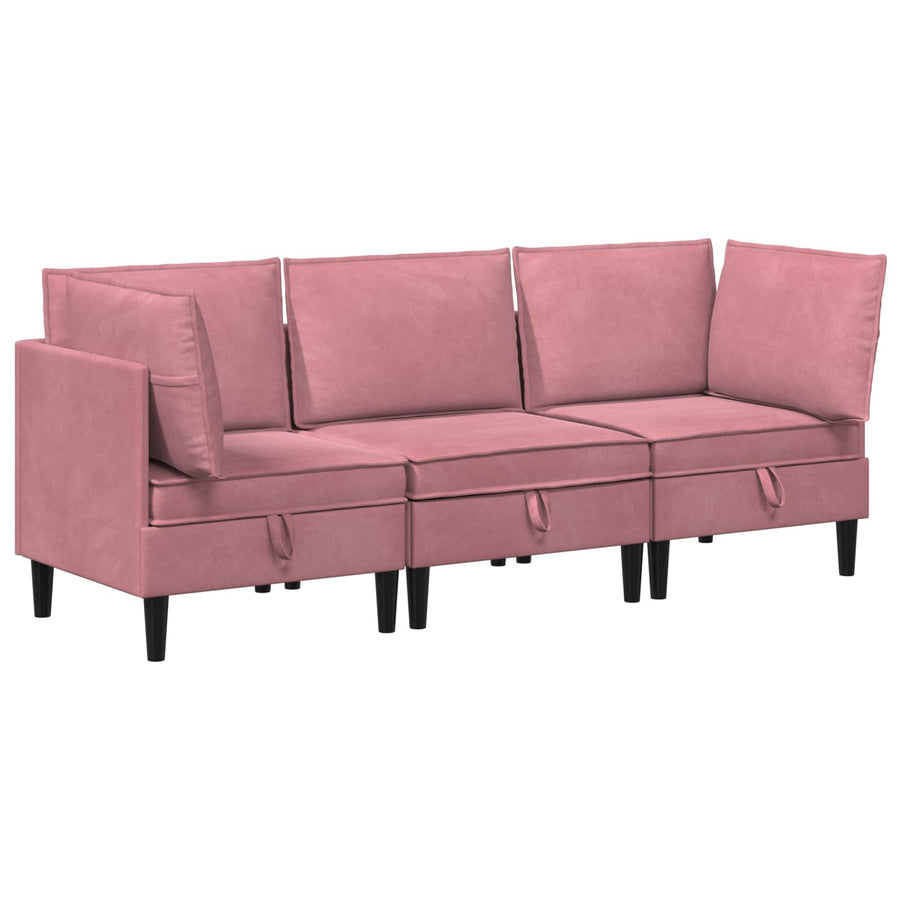 Woonkamer Meubelset met kussen met opslag 3 pcs Roze Fluweel