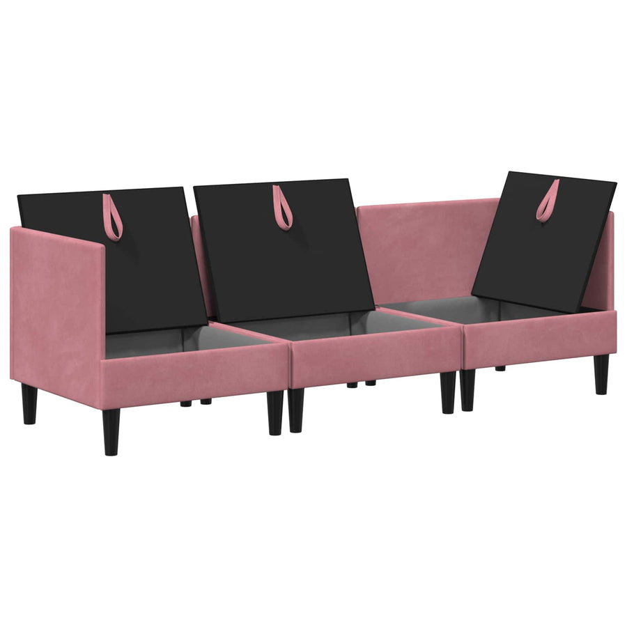 Woonkamer Meubelset met kussen met opslag 3 pcs Roze Fluweel