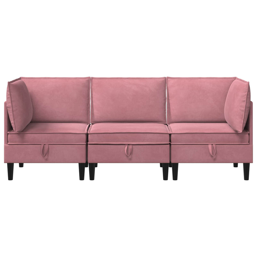 Woonkamer Meubelset met kussen met opslag 3 pcs Roze Fluweel
