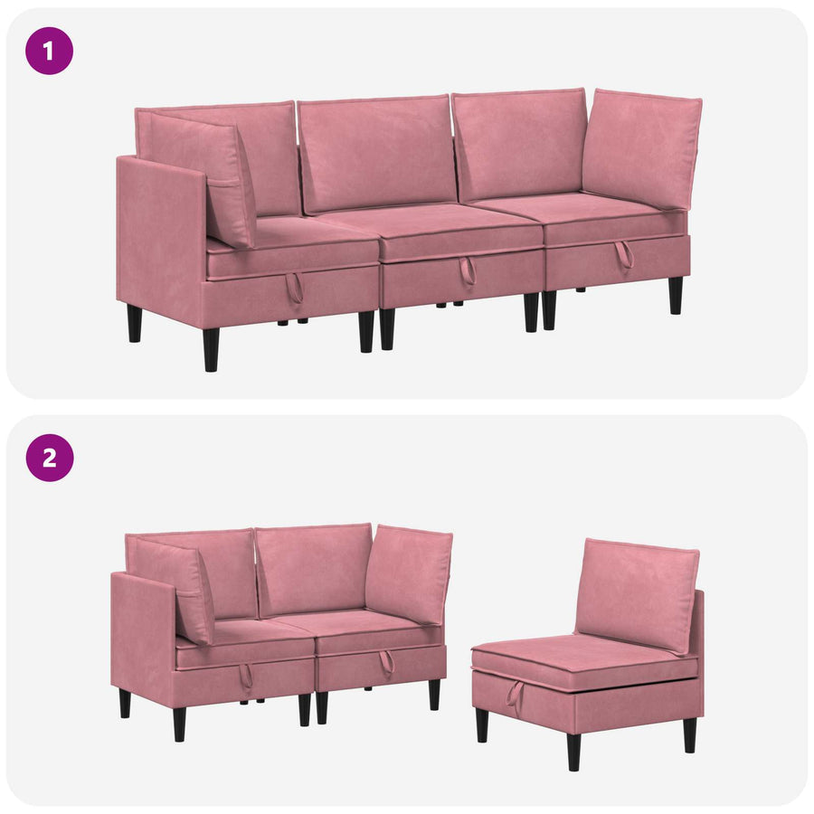 Woonkamer Meubelset met kussen met opslag 3 pcs Roze Fluweel