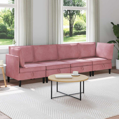 Woonkamer Meubelset met kussen met opslag 4 pcs Roze Fluweel
