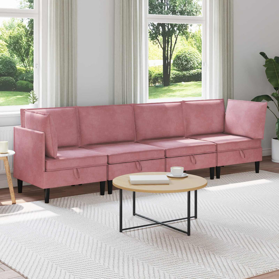 Woonkamer Meubelset met kussen met opslag 4 pcs Roze Fluweel