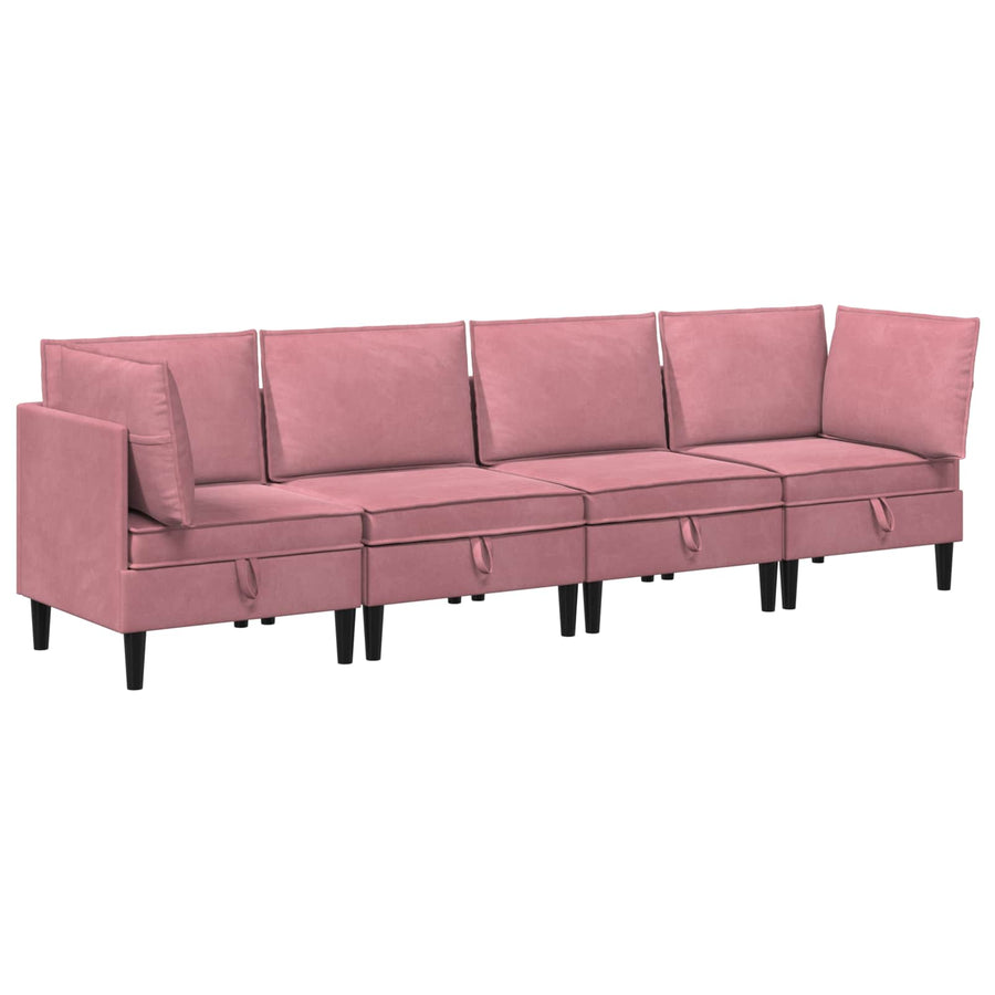 Woonkamer Meubelset met kussen met opslag 4 pcs Roze Fluweel