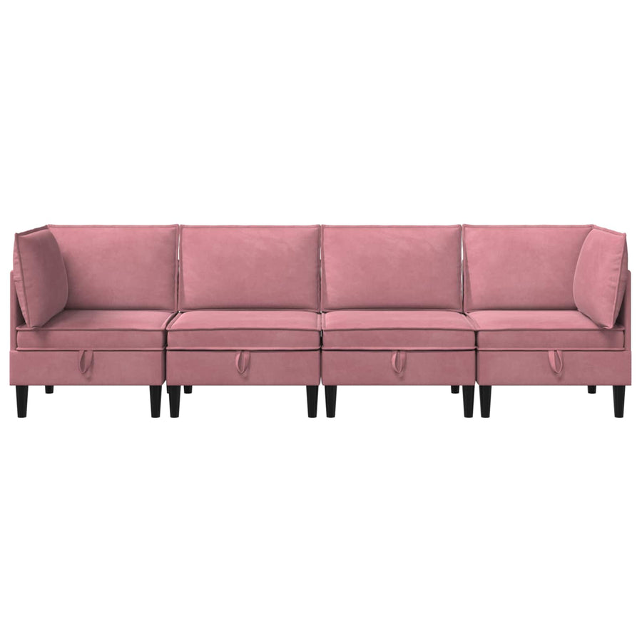 Woonkamer Meubelset met kussen met opslag 4 pcs Roze Fluweel