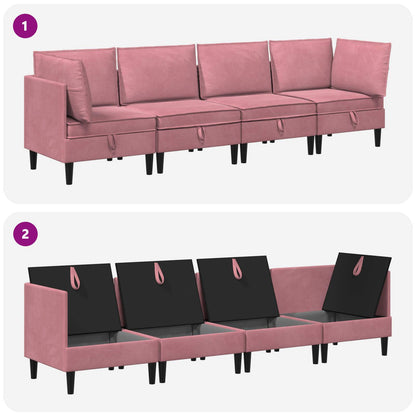 Woonkamer Meubelset met kussen met opslag 4 pcs Roze Fluweel