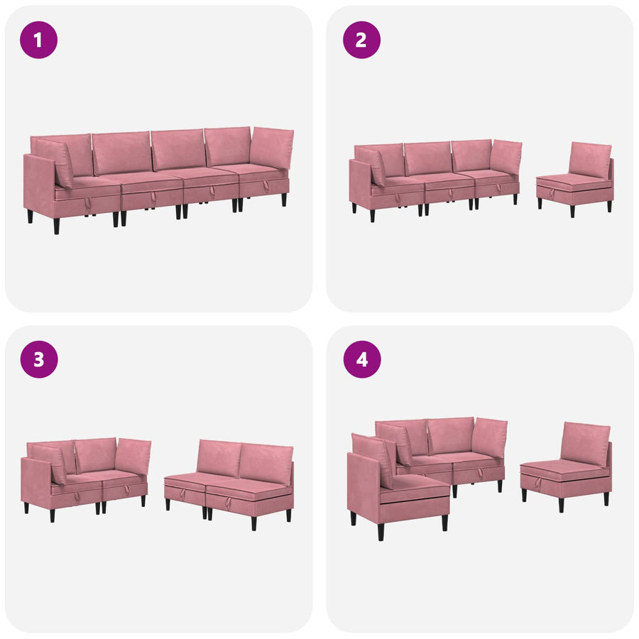 Woonkamer Meubelset met kussen met opslag 4 pcs Roze Fluweel