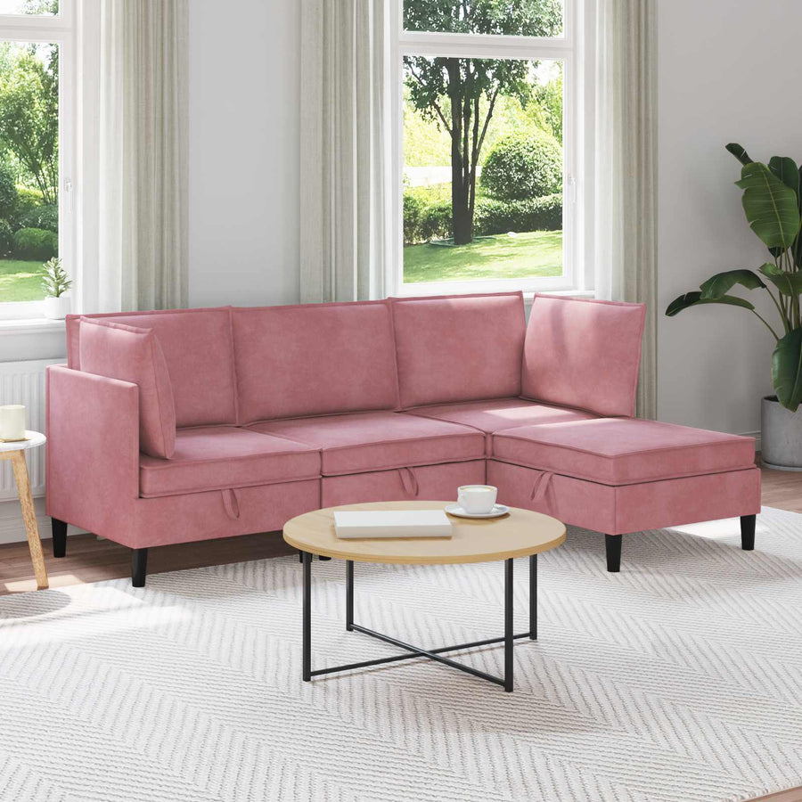 Woonkamer Meubelset met kussen met opslag 4 pcs Roze Fluweel