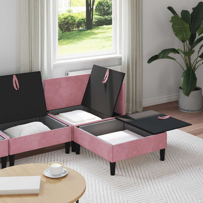 Woonkamer Meubelset met kussen met opslag 4 pcs Roze Fluweel