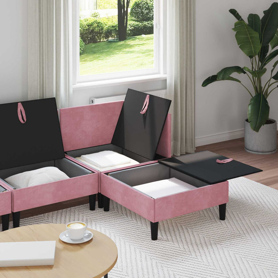 Woonkamer Meubelset met kussen met opslag 4 pcs Roze Fluweel