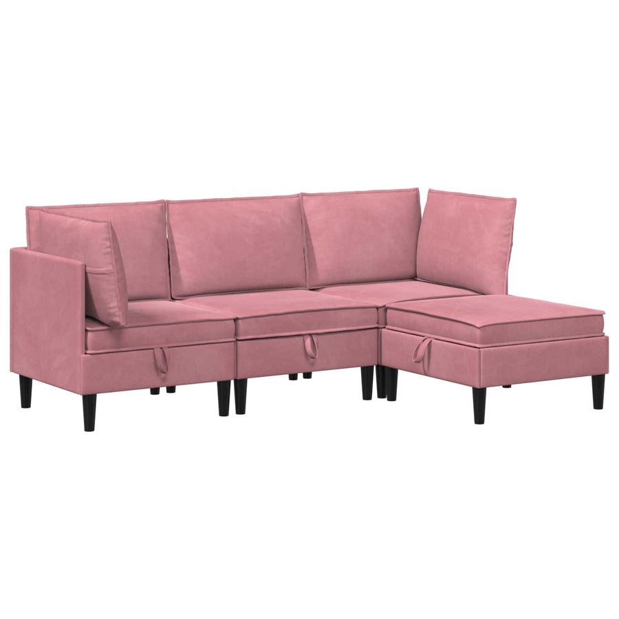 Woonkamer Meubelset met kussen met opslag 4 pcs Roze Fluweel