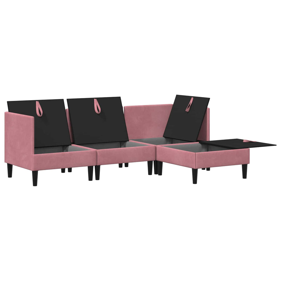 Woonkamer Meubelset met kussen met opslag 4 pcs Roze Fluweel