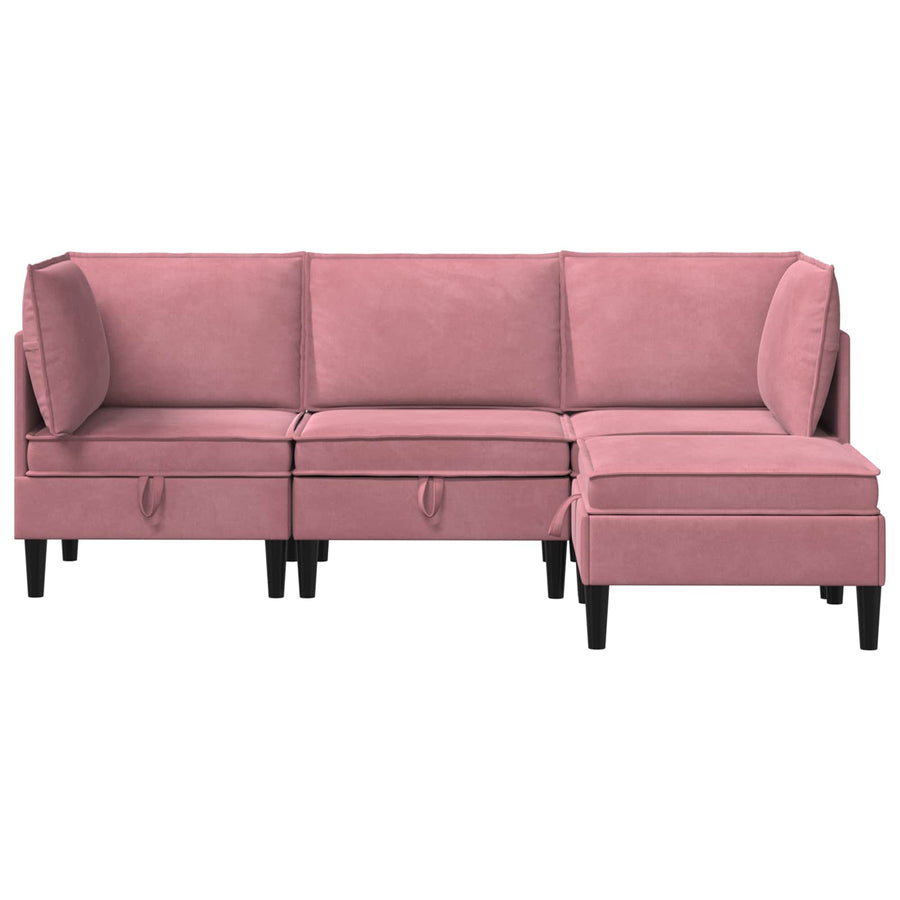 Woonkamer Meubelset met kussen met opslag 4 pcs Roze Fluweel