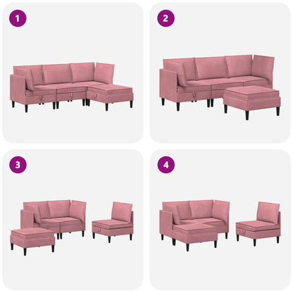 Woonkamer Meubelset met kussen met opslag 4 pcs Roze Fluweel