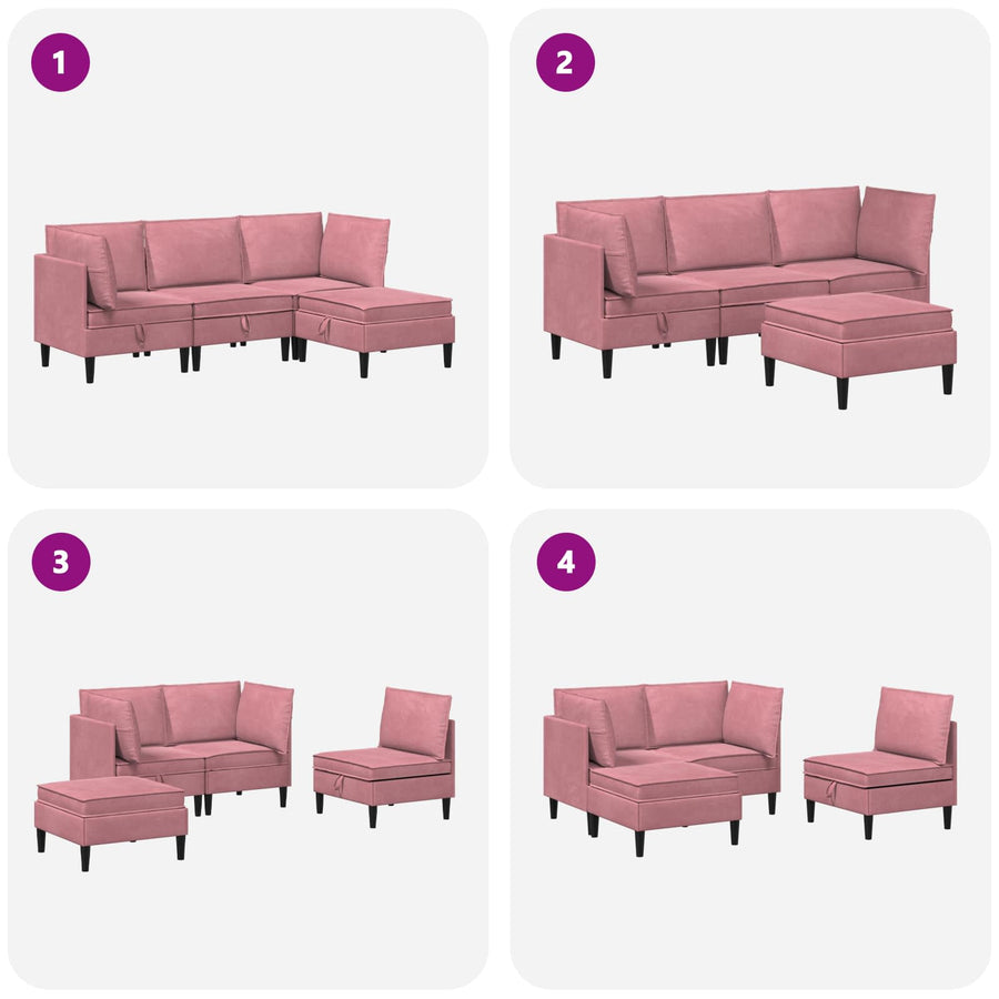 Woonkamer Meubelset met kussen met opslag 4 pcs Roze Fluweel