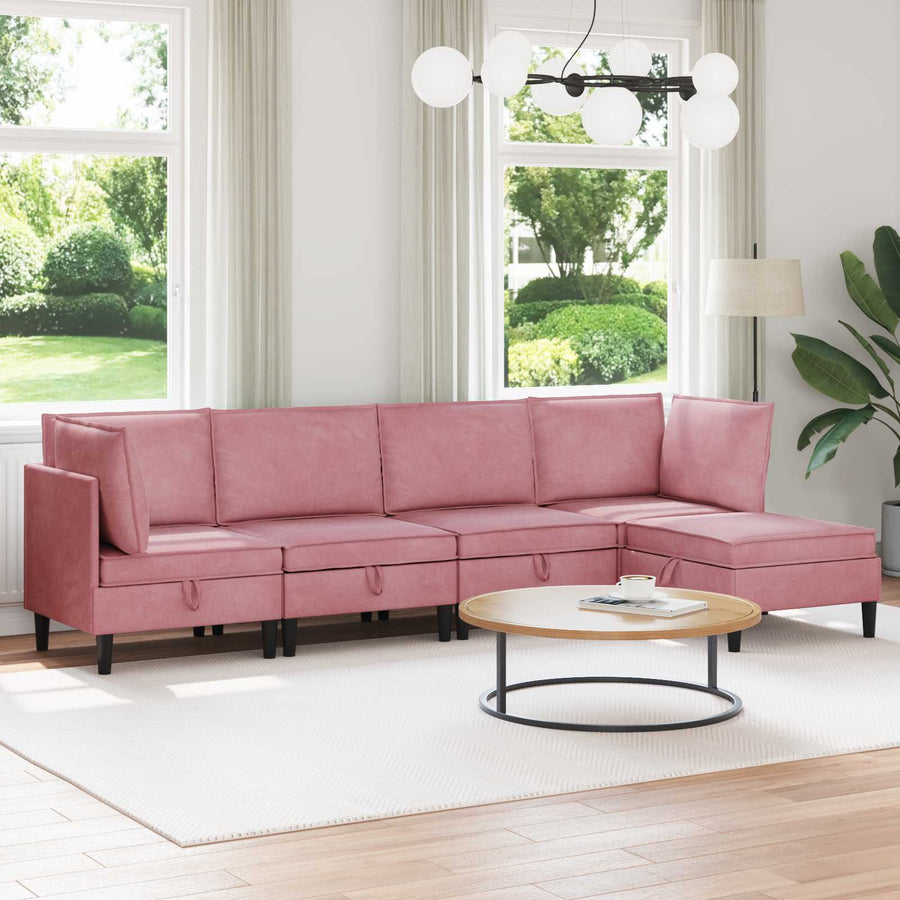 Woonkamer Meubelset met kussen met opslag 5 pcs Roze Fluweel