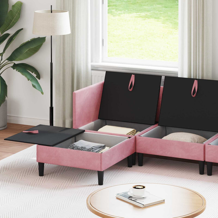 Woonkamer Meubelset met kussen met opslag 5 pcs Roze Fluweel
