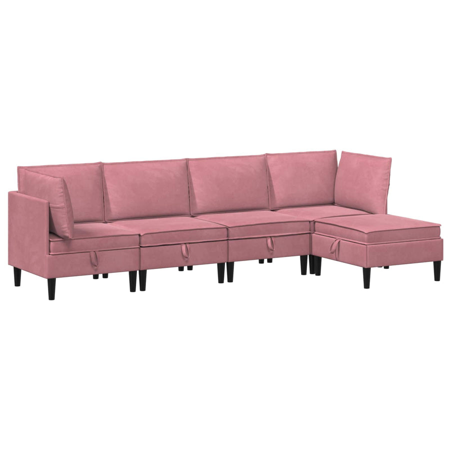 Woonkamer Meubelset met kussen met opslag 5 pcs Roze Fluweel