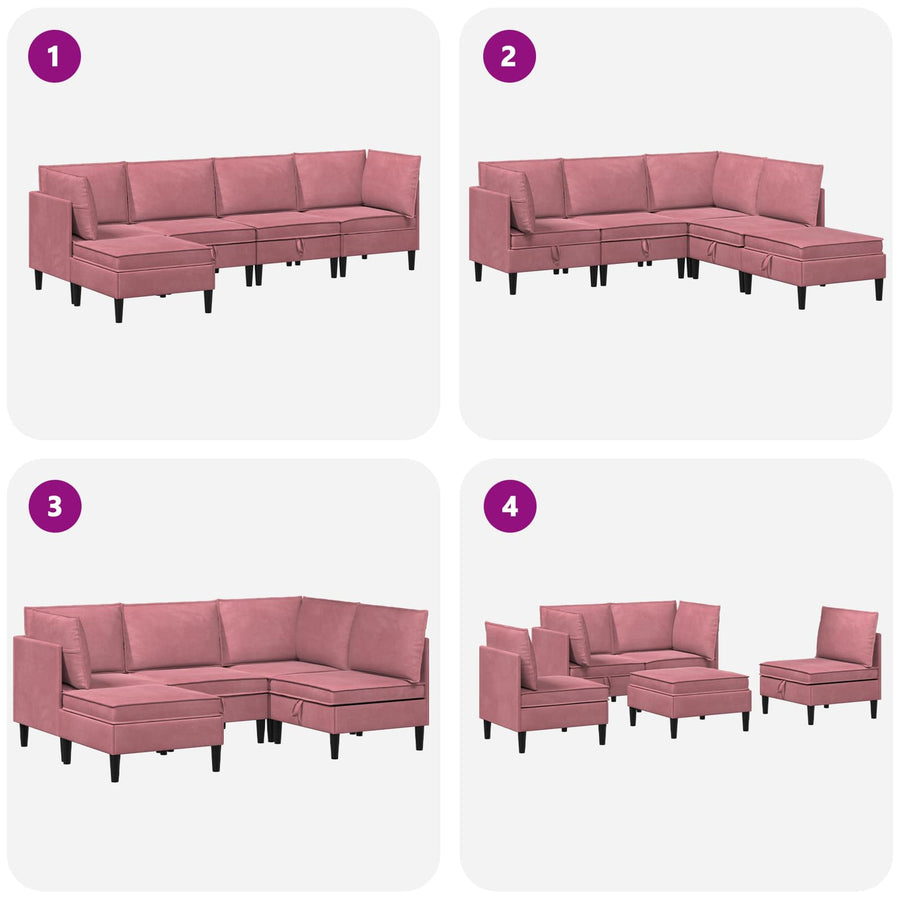 Woonkamer Meubelset met kussen met opslag 5 pcs Roze Fluweel
