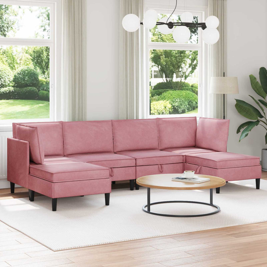 Woonkamer Meubelset met kussen met opslag 6 pcs Roze Fluweel
