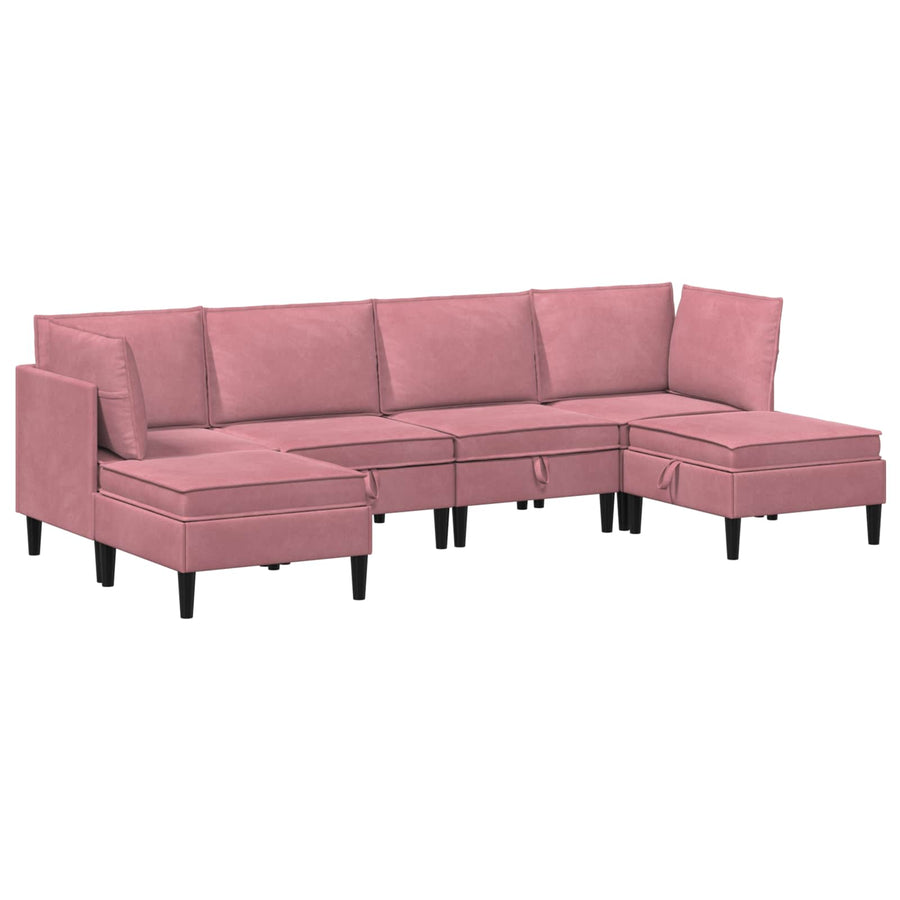Woonkamer Meubelset met kussen met opslag 6 pcs Roze Fluweel