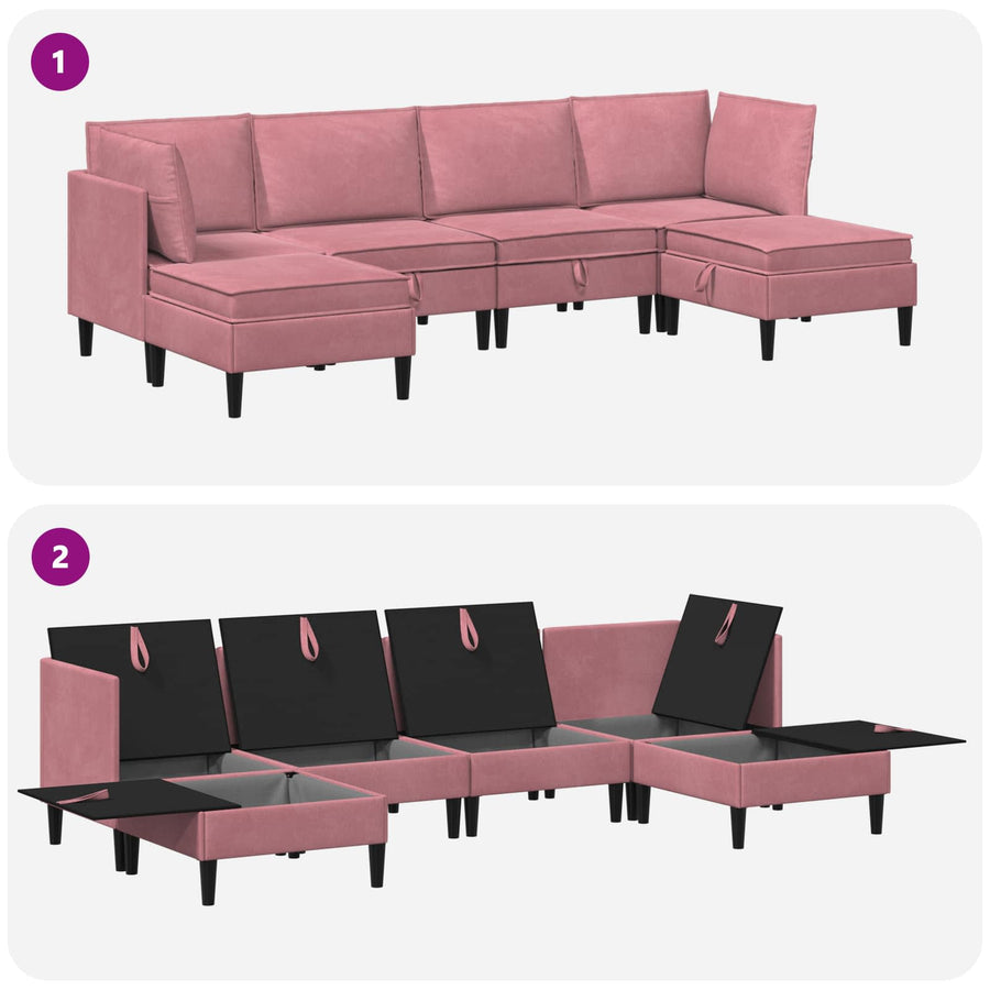 Woonkamer Meubelset met kussen met opslag 6 pcs Roze Fluweel