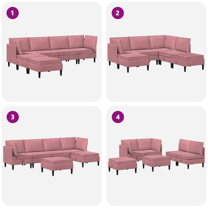 Woonkamer Meubelset met kussen met opslag 6 pcs Roze Fluweel