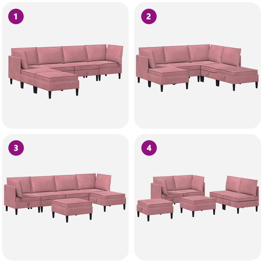 Woonkamer Meubelset met kussen met opslag 6 pcs Roze Fluweel