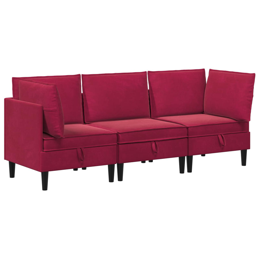 Woonkamer Meubelset met kussen 3 pcs Wijnrood Fluweel