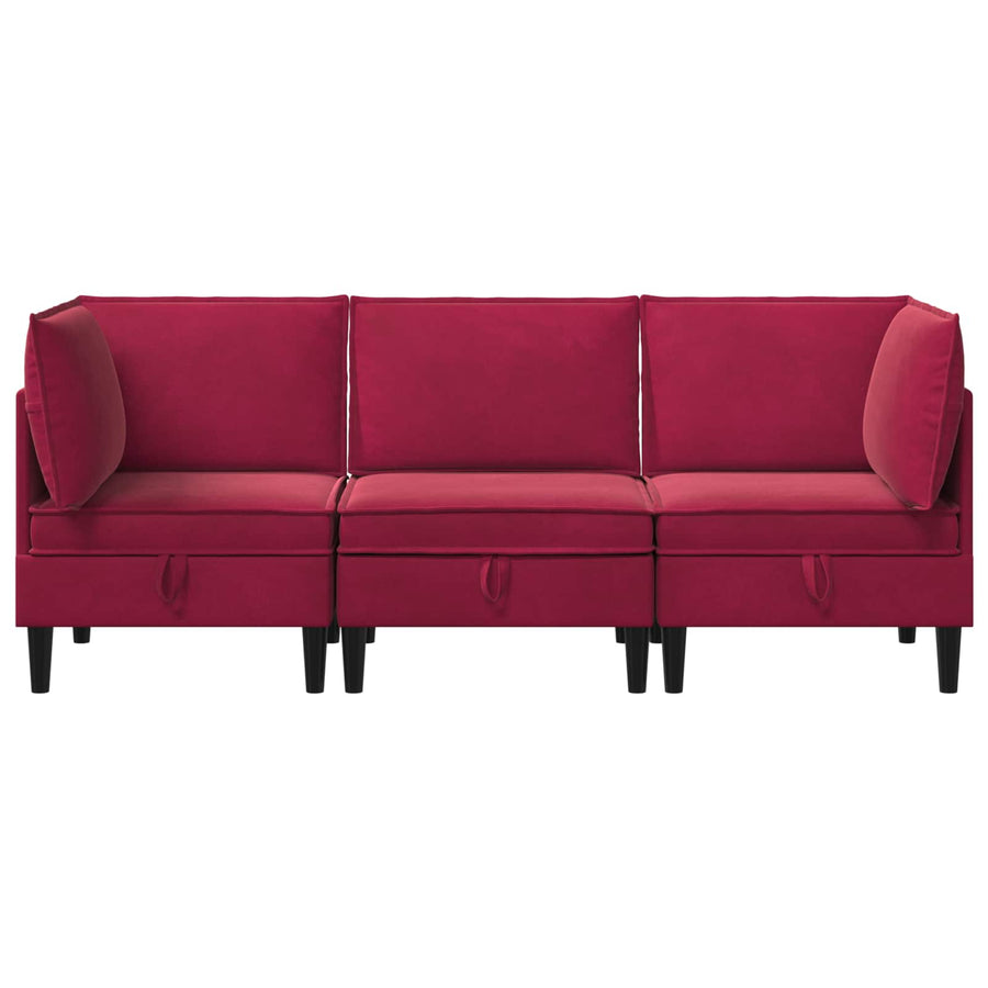 Woonkamer Meubelset met kussen 3 pcs Wijnrood Fluweel