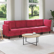 Woonkamerset wijnrood fluweel 280x70x82 cm