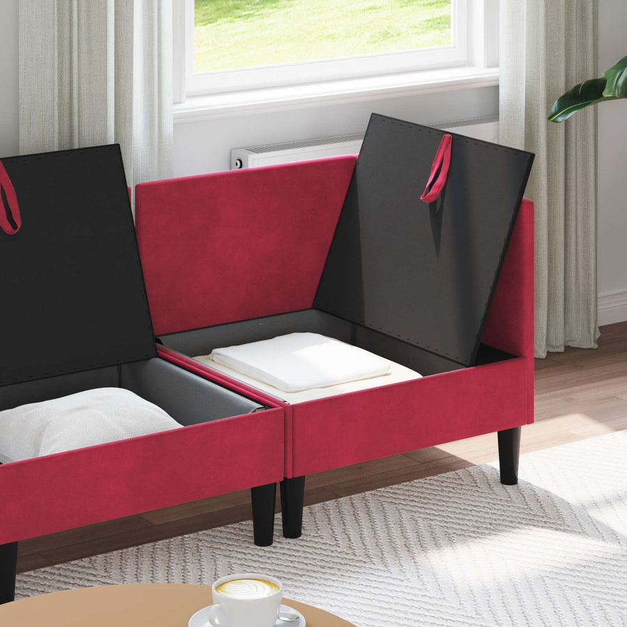 Woonkamer Meubelset met kussen 4 pcs Wijnrood Fluweel