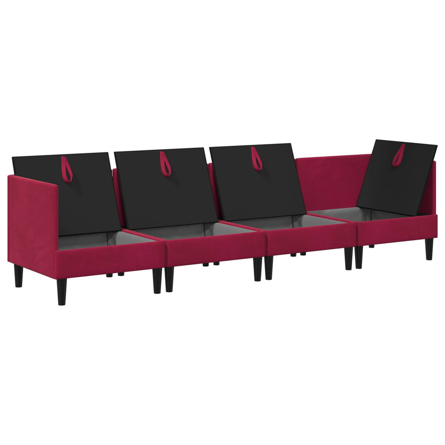 Woonkamer Meubelset met kussen 4 pcs Wijnrood Fluweel