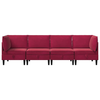 Woonkamer Meubelset met kussen 4 pcs Wijnrood Fluweel