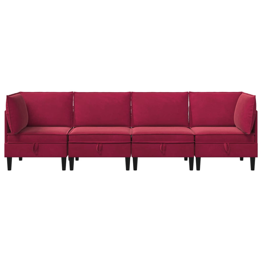 Woonkamer Meubelset met kussen 4 pcs Wijnrood Fluweel
