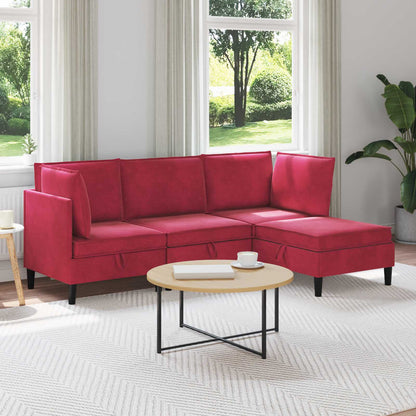 Woonkamer Meubelset met kussen 4 pcs Wijnrood Fluweel