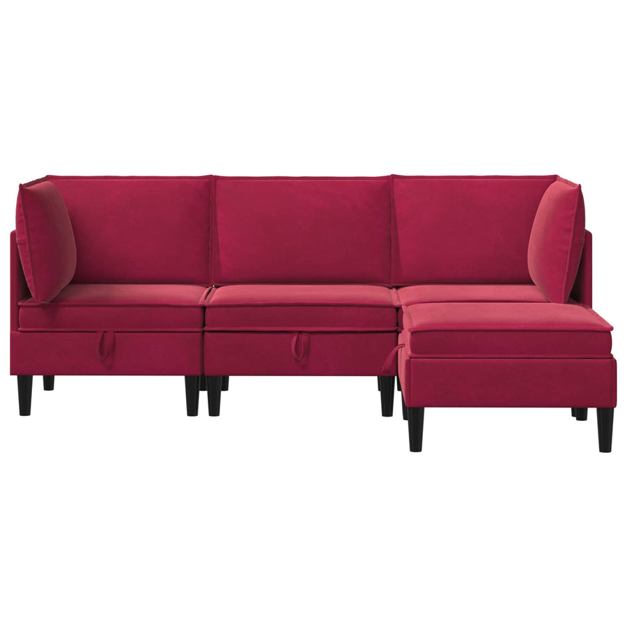 Woonkamer Meubelset met kussen 4 pcs Wijnrood Fluweel