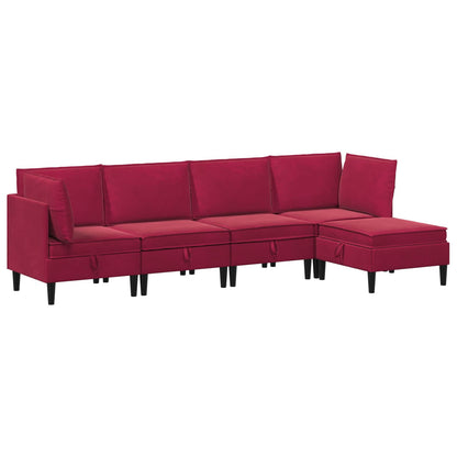 Woonkamer Meubelset met kussen 5 pcs Wijnrood Fluweel