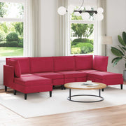 Woonkamermeubelset 6-delig wijnrood fluweel 280x140x82 cm
